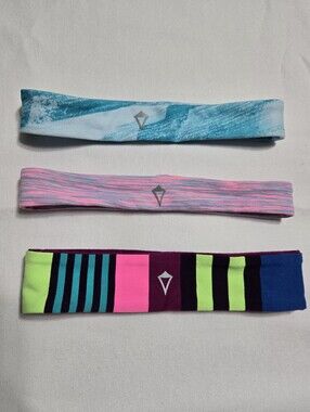 Ivivva Girl's Headbands Bundle Of 3 Blue Pink Colorful Reversible